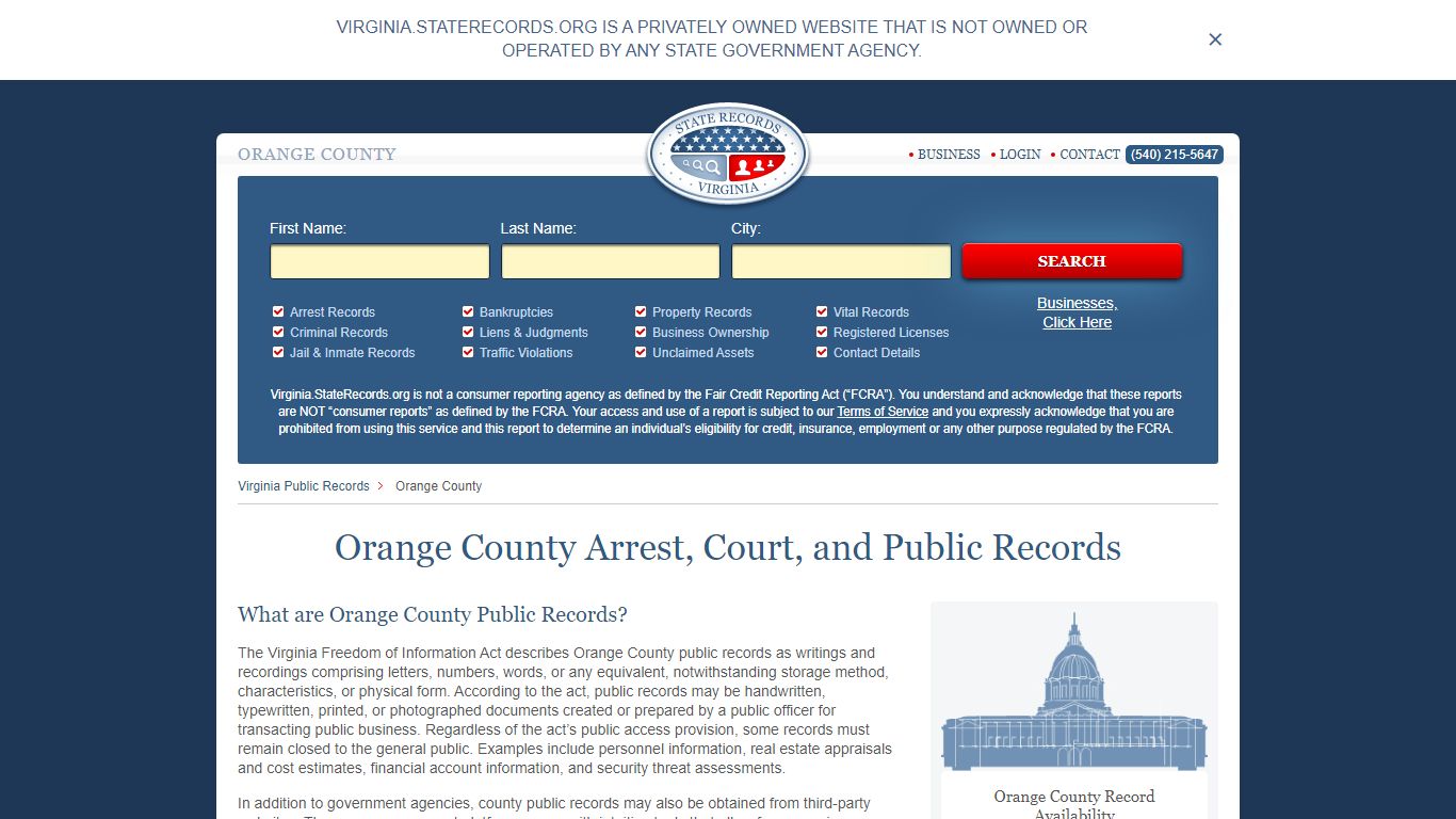 Orange County Arrest, Court, and Public Records